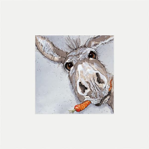 Bev Davies Crunchy Donkey Mounted Print Grey/Brown/White 30cm x 30cm
