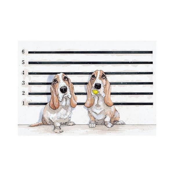 Bev Davies Line Up-Bassets Print White/Cream/Black 40cm x 50cm