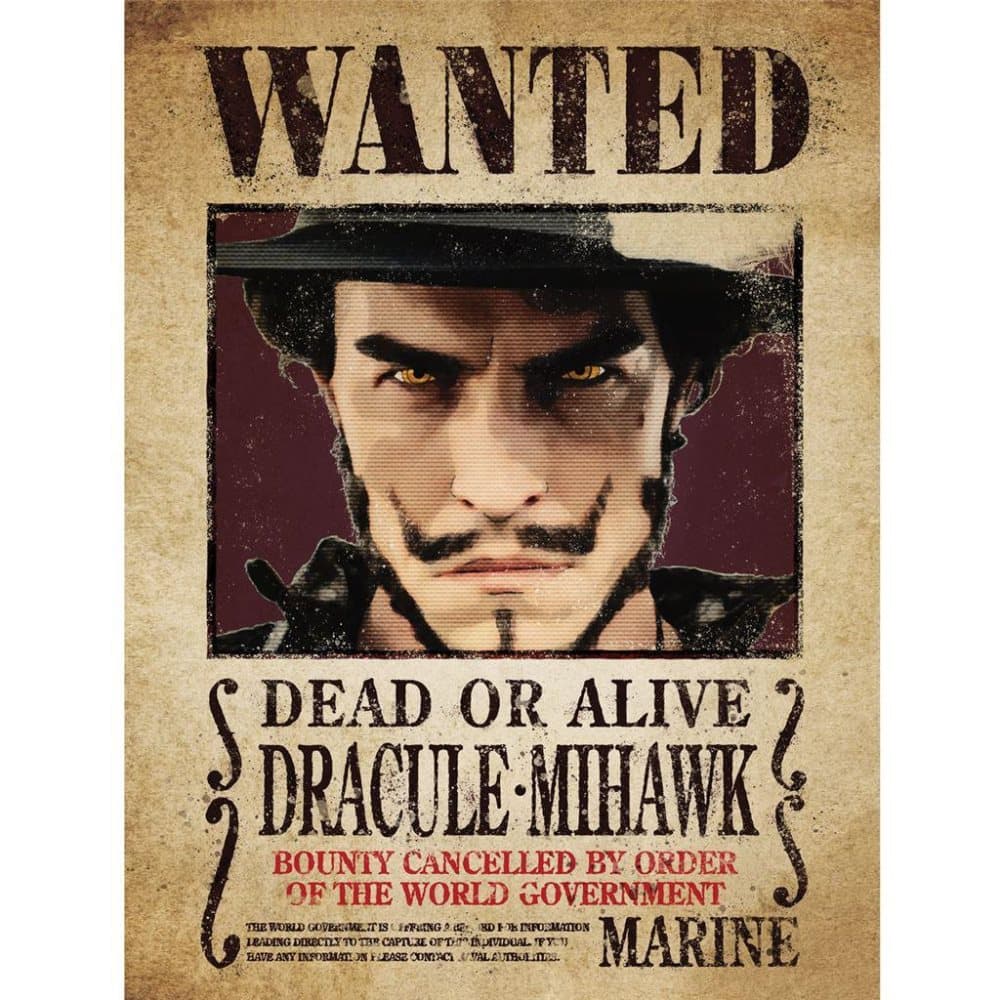 One Piece Live Action Wanted Poster Dracule Mihawk Print CDON
