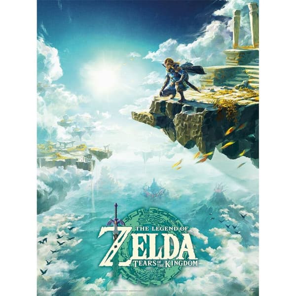 The Legend Of Zelda: Tears Of The Kingdom Hyrule Skies Print Blue/White/Green 40cm x 30cm
