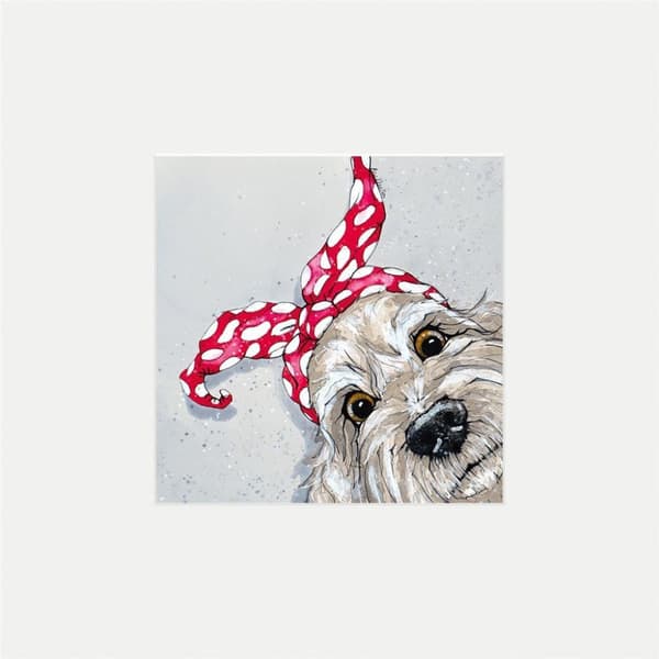 Bev Davies Dotty Doodle Mounted Print Grey/Brown/Red 30cm x 30cm