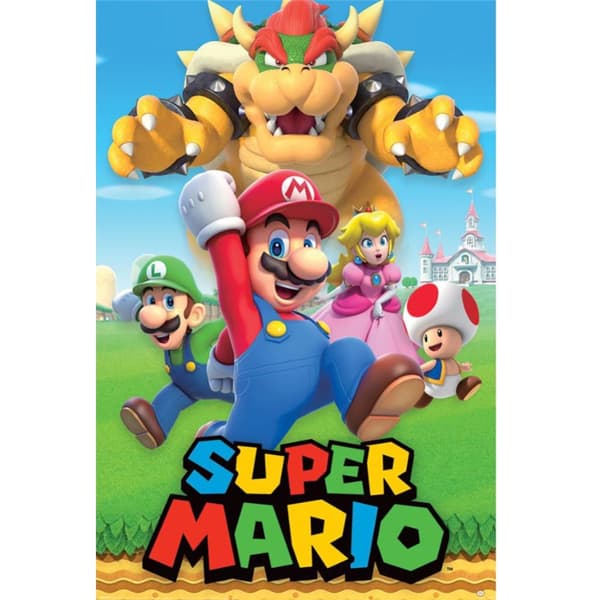 Super Mario Bros Plakat med figurer Multicoloured One Size