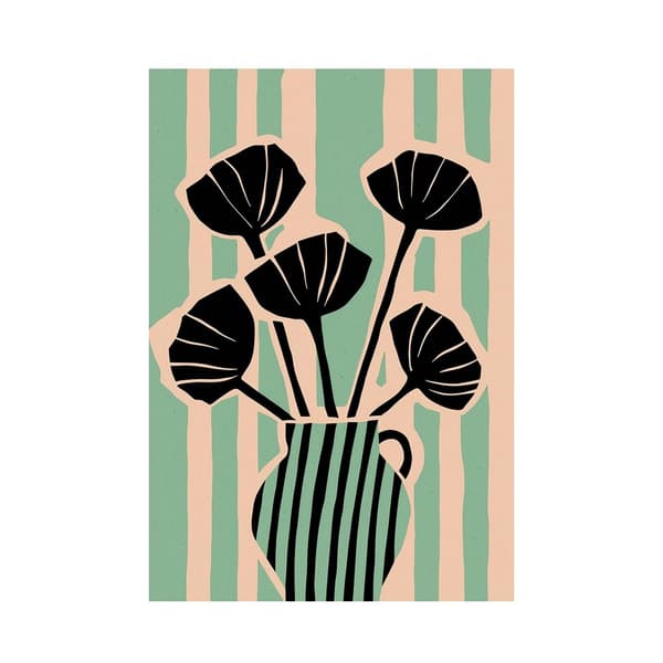 Treechild Still Life No 1 Randigt tryck Black/Cream/Green 50cm x 40cm