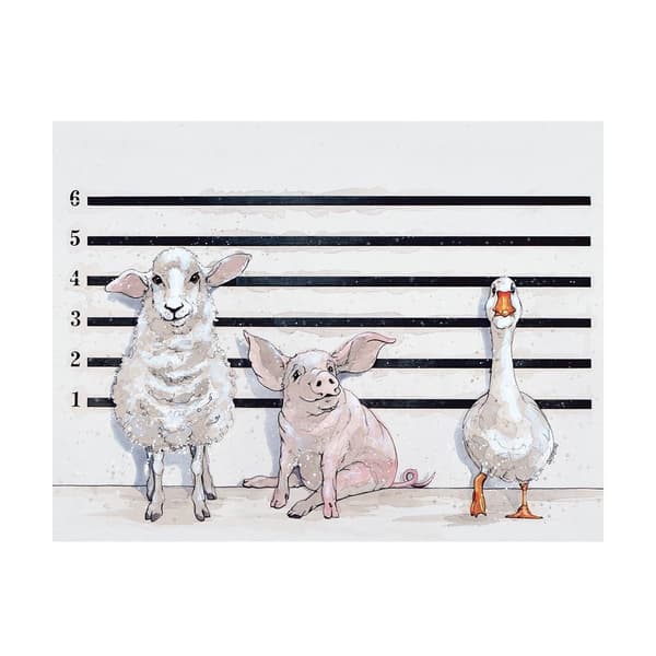 Bev Davies Line Up Farm Animals Print