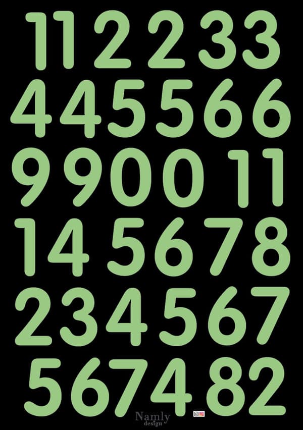 Wallsticker - Tal / Små / Lys i mørket