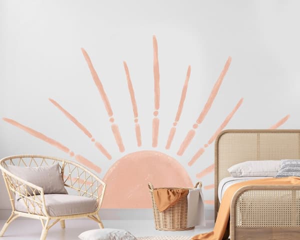 Wallsticker - Halv sol / Lyserød