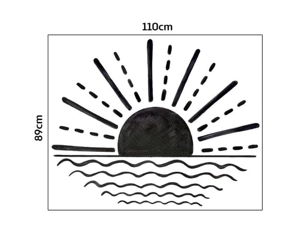 Veggklistremerke - Halv Sol / Svart