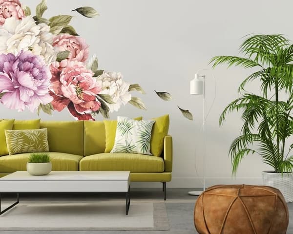 Veggklistremerke - Peoner med 6 blomster
