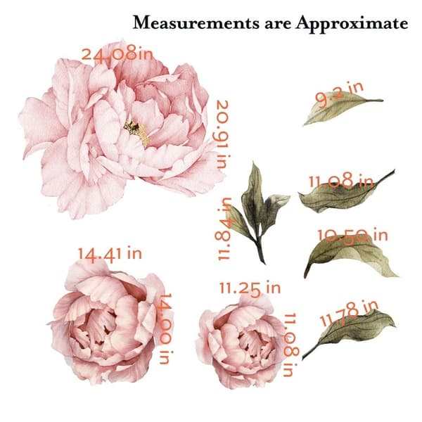 Wallsticker - Pæoner med 3 blomster / Lyserød