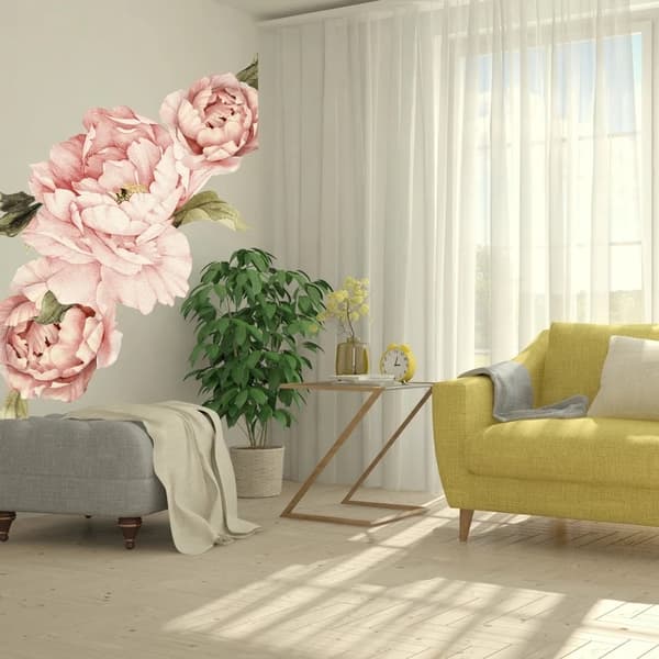 Wallsticker - Pæoner med 3 blomster / Lyserød