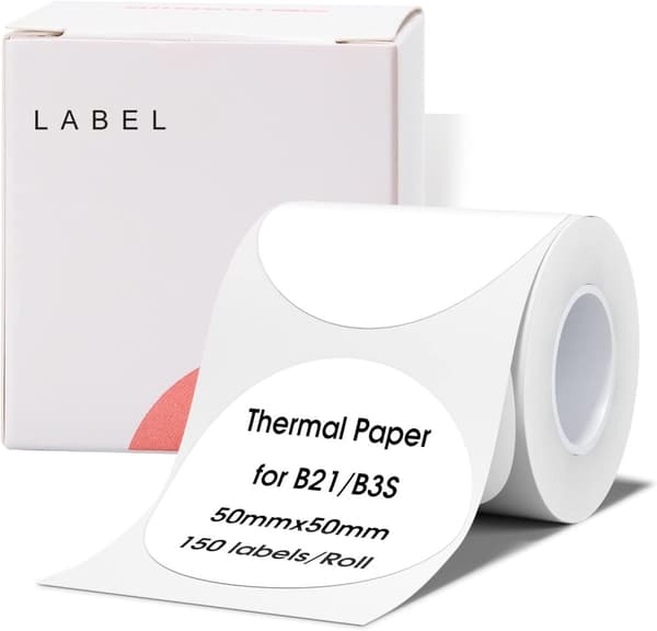 NIIMBOT Etiketter Klistermärken B1 / B21 / B3S 50 x 50mm / 150 st / Vit / Rund