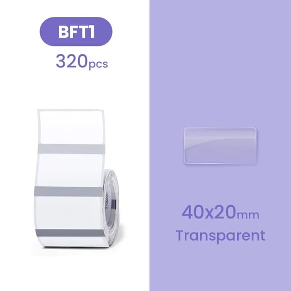 NIIMBOT Label til B21 / B1s 40 x 20 mm, 320 stk / Gennemsigtig