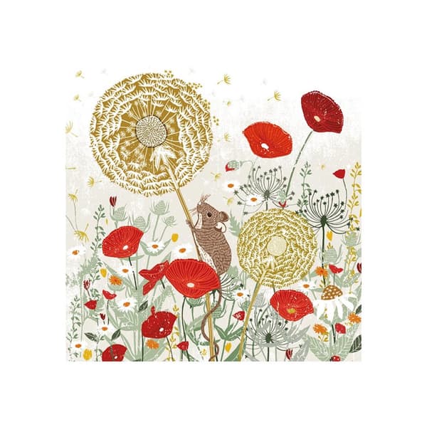 Summer Thornton Woodland Nature Mouse Print Green/Red/Yellow 30cm x 30cm