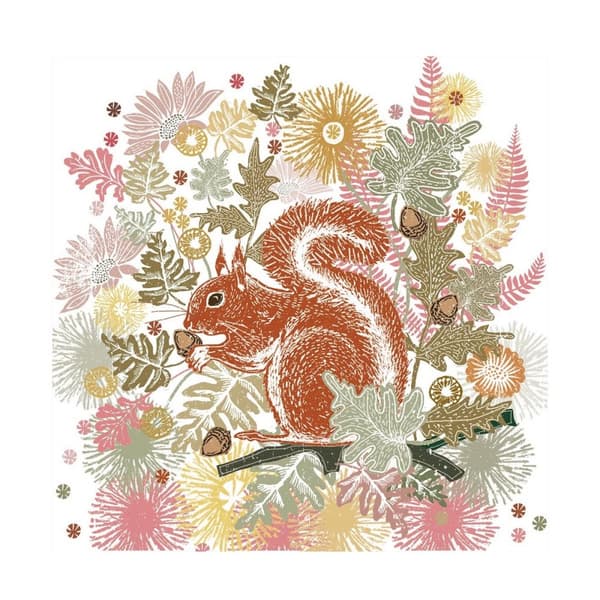 Summer Thornton Woodland Nature Squirrel Print Multicoloured 30cm x 30cm