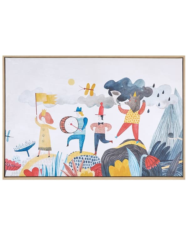 Flerfarvet lærredsmaleri MDF-ramme 63 x 93 cm figurer helte til børn moderne look