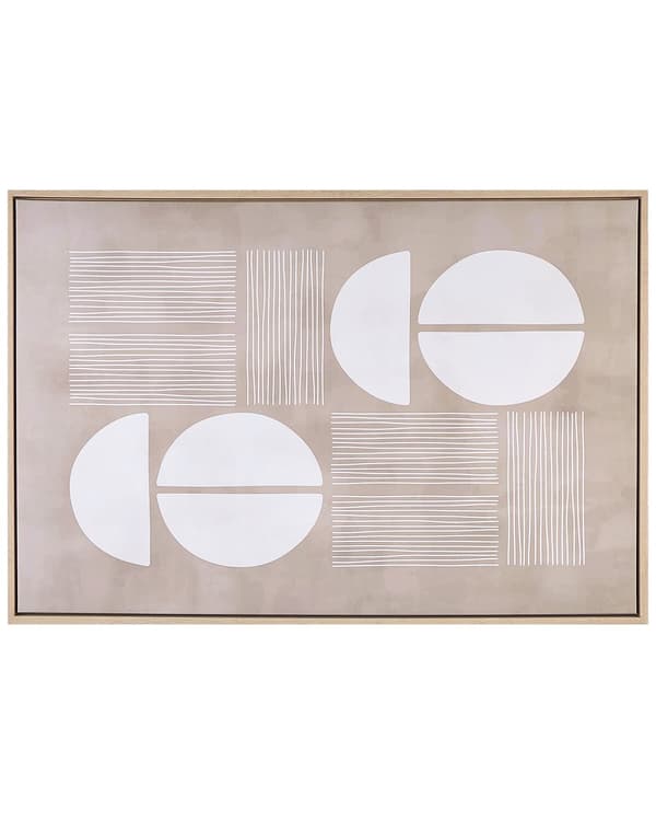 Lærredsmaleri beige 93 x 63 cm abstrakt mønster MDF-ramme moderne look til stuen entréen