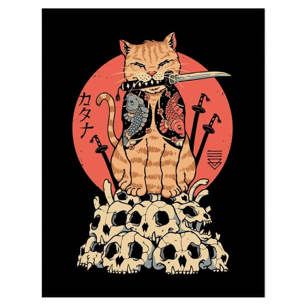 Vincent Trinidad Catana Skulls Paper Print Black/White/Red 40cm x 30cm