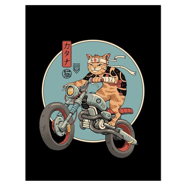 Vincent Trinidad Catana Motorcycle Print Black/Multicoloured 40cm x 30cm