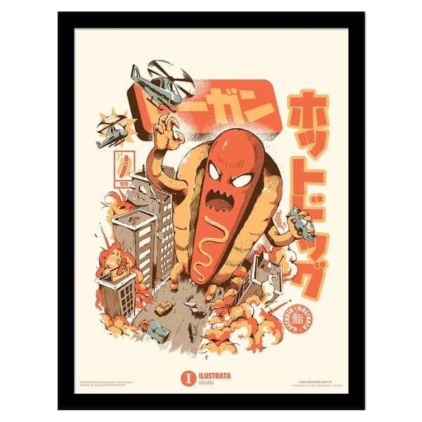 Ilustrata Great Hot Dog Paper Print Orange/Grey 40cm x 30cm