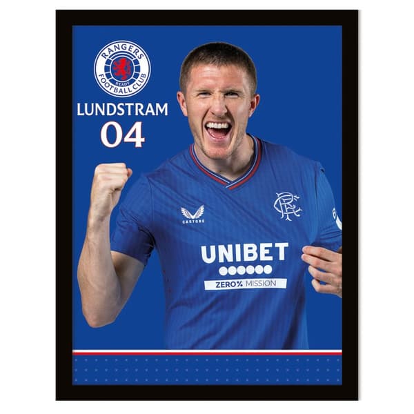 Rangers FC Lundstram Crest Paper Print Royal Blue/Red/White 40cm x 30cm