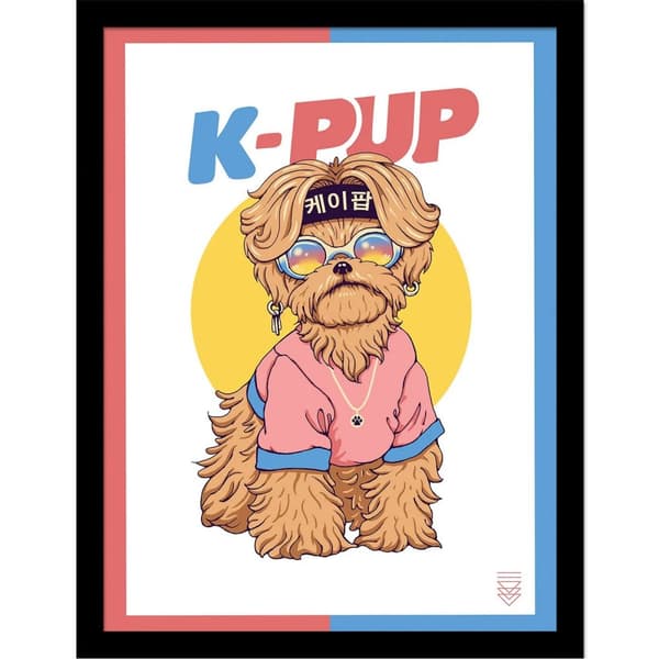Vincent Trinidad K-Pup Print Pink/Blue/Brown 40cm x 30cm