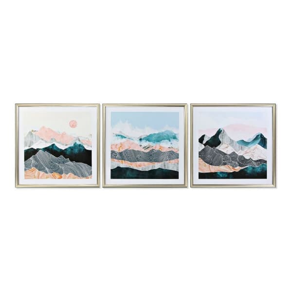 Maleri DKD Home Decor Orientalsk Moutain 70 x 4 x 70 cm (3 Dele)