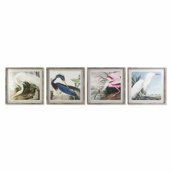 Maalaus DKD Home Decor Lintu Itämainen 60 x 2,5 x 60 cm (4 osaa)