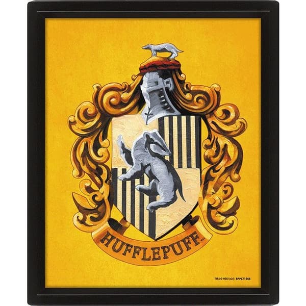 Harry Potter Hufflepuff 3D & Lenticular Poster Yellow/Black 10in x 8in