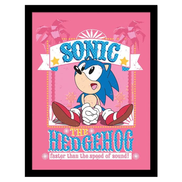 Sonic The Hedgehog Faster Than The Speed Of Sound Framed Poster Pink 40cm x 30cm