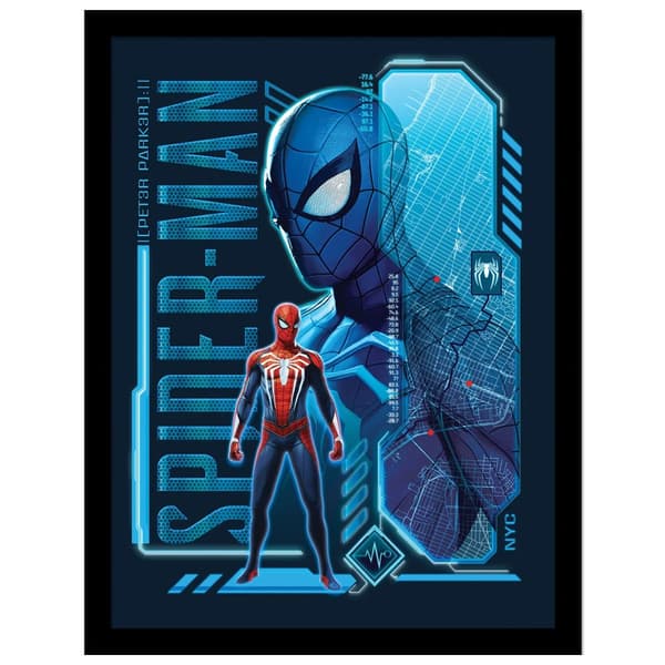 Spider-Man Peter Parker Framed Poster Blue 40cm x 30cm