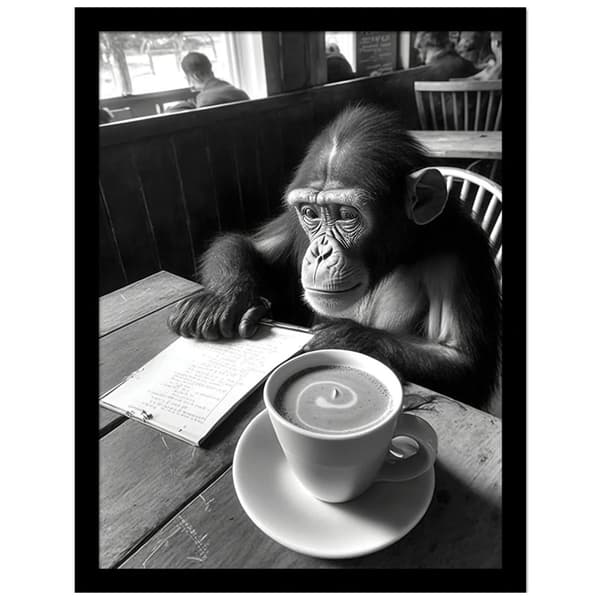 Ada Ingram Hipster Chimp Framed Poster Black/Grey 40cm x 30cm