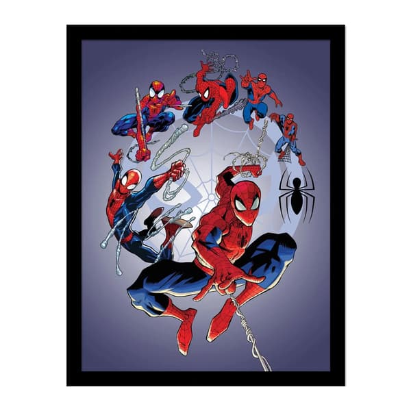 Spider-Man Circle Framed Poster Grey/Red/Blue 40cm x 30cm