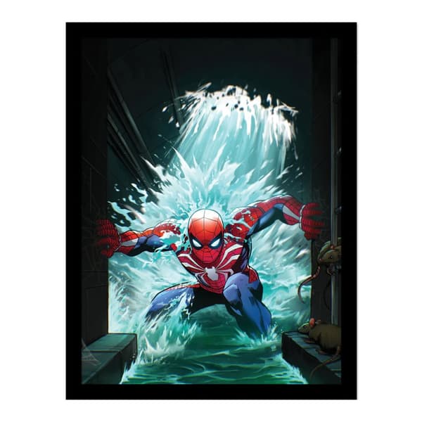 Spider-Man Water Framed Poster Black/Blue/Red 40cm x 30cm