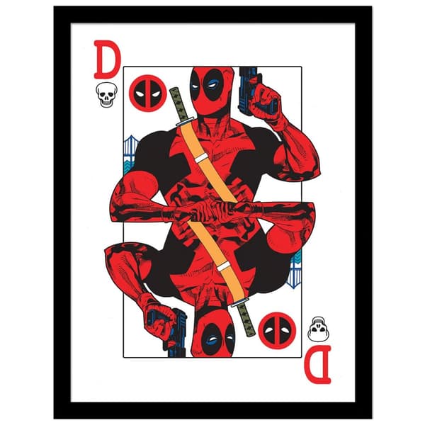 Deadpool Playing Card Framed Poster White/Red/Black 40cm x 30cm