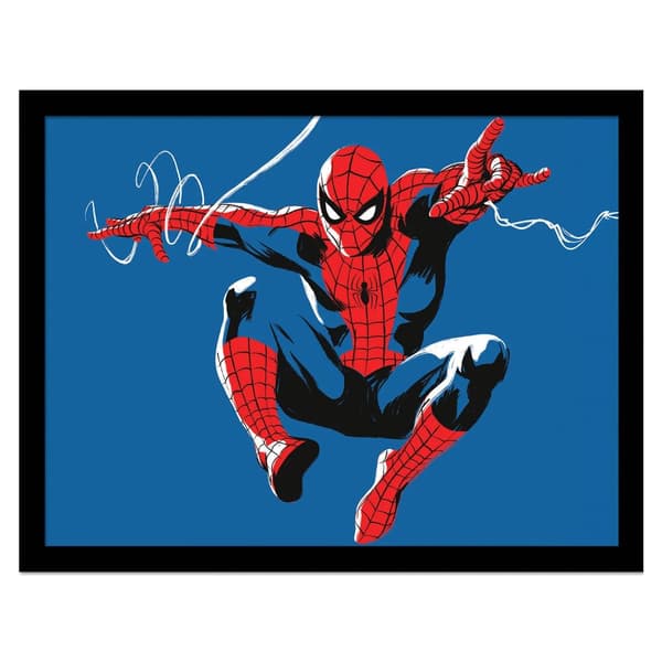 Spider-Man Web Lines Landscape Framed Poster Blue/Red 30cm x 40cm