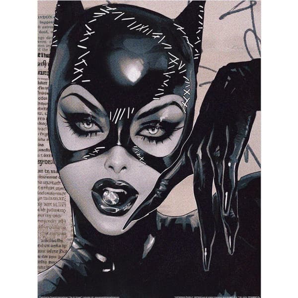 DC Comics Catwoman pärlor med tryck Black/Cream 40cm x 30cm