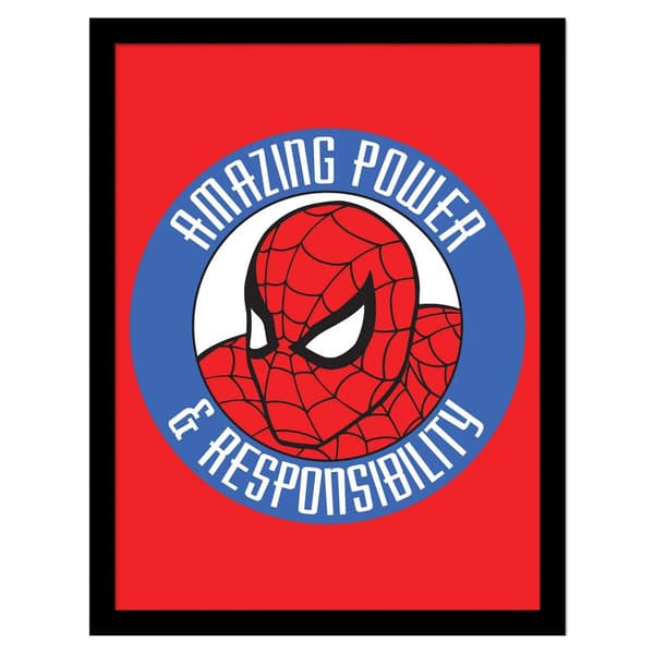 Spider-Man Amazing Power & Responsibility Framed Poster Red/Blue 40cm x 30cm