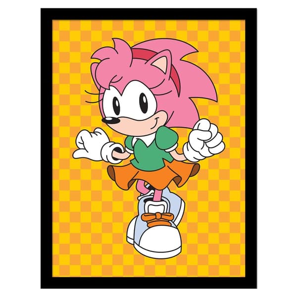 Sonic The Hedgehog Amy Framed Poster Yellow/Multicoloured 40cm x 30cm
