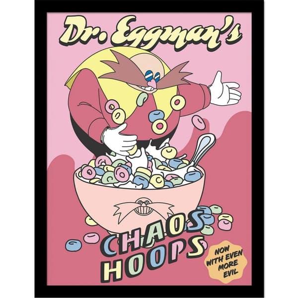 Sonic The Hedgehog Chaos Hoops Doctor Eggman Framed Poster Pink/Multicoloured 40cm x 30cm