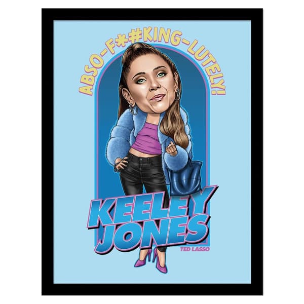 Ted Lasso Bobble Head Keeley Jones Framed Poster Blue/Yellow/Pink 40cm x 30cm