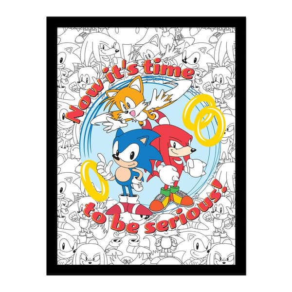 Sonic The Hedgehog It´s Time To Be Serious Framed Poster Multicoloured 40cm x 30cm