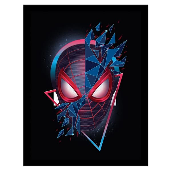 Spider-Man Geometric Framed Poster Black/Red/Blue 40cm x 30cm