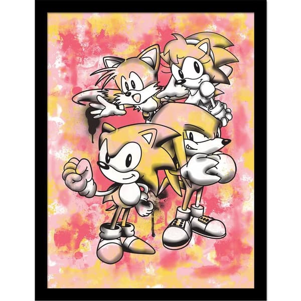 Sonic The Hedgehog Indrammet plakat Red/Yellow/White 40cm x 30cm