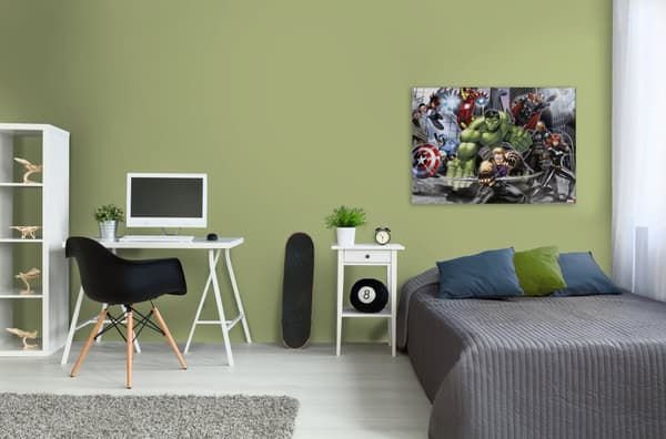 Lærred - Marvel Avengers In Battle - 70x50cm
