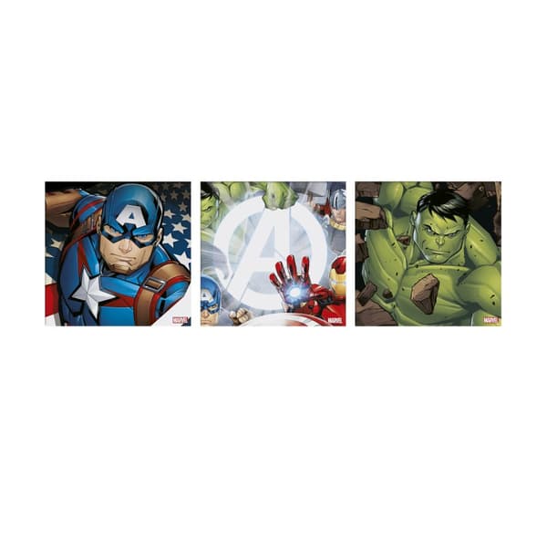 Lærredssæt med 3 - Marvel Avengers - 3x 30x30 cm