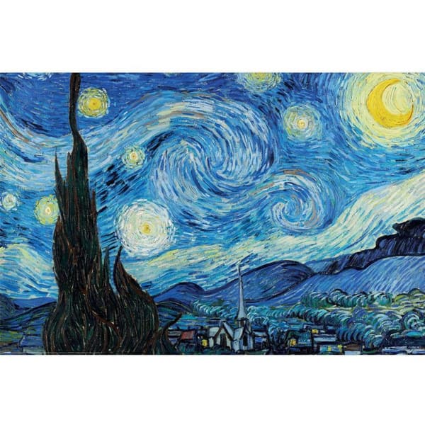 Vincent Van Gogh Starry Night Paper Poster Blue/Yellow 91.5cm x 61cm x 0.1cm