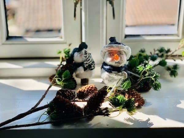 Sødeste snemand på ski - handmade Cotton