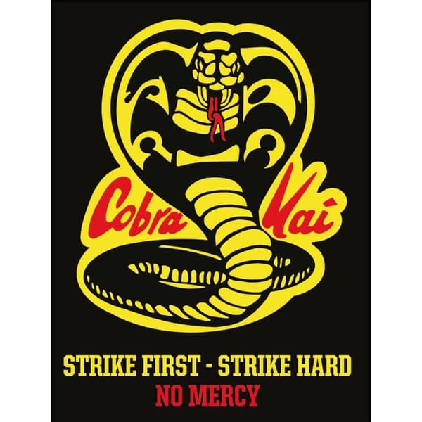 Cobra Kai No Mercy Print Black/Yellow/Red 40cm x 30cm
