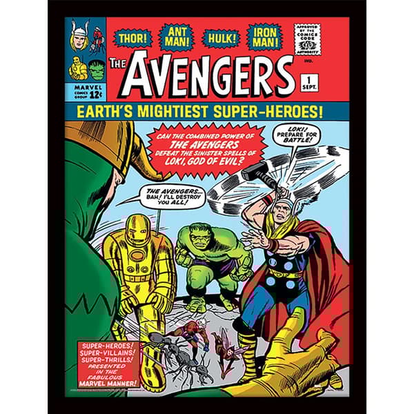 Marvel Comics Avengers Vs Loki Print Multicoloured 40cm x 30cm