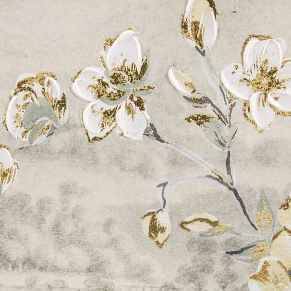 Art for the Home - Lærred med håndmalede detaljer - Kran med blomst - 70x50cm - Beige